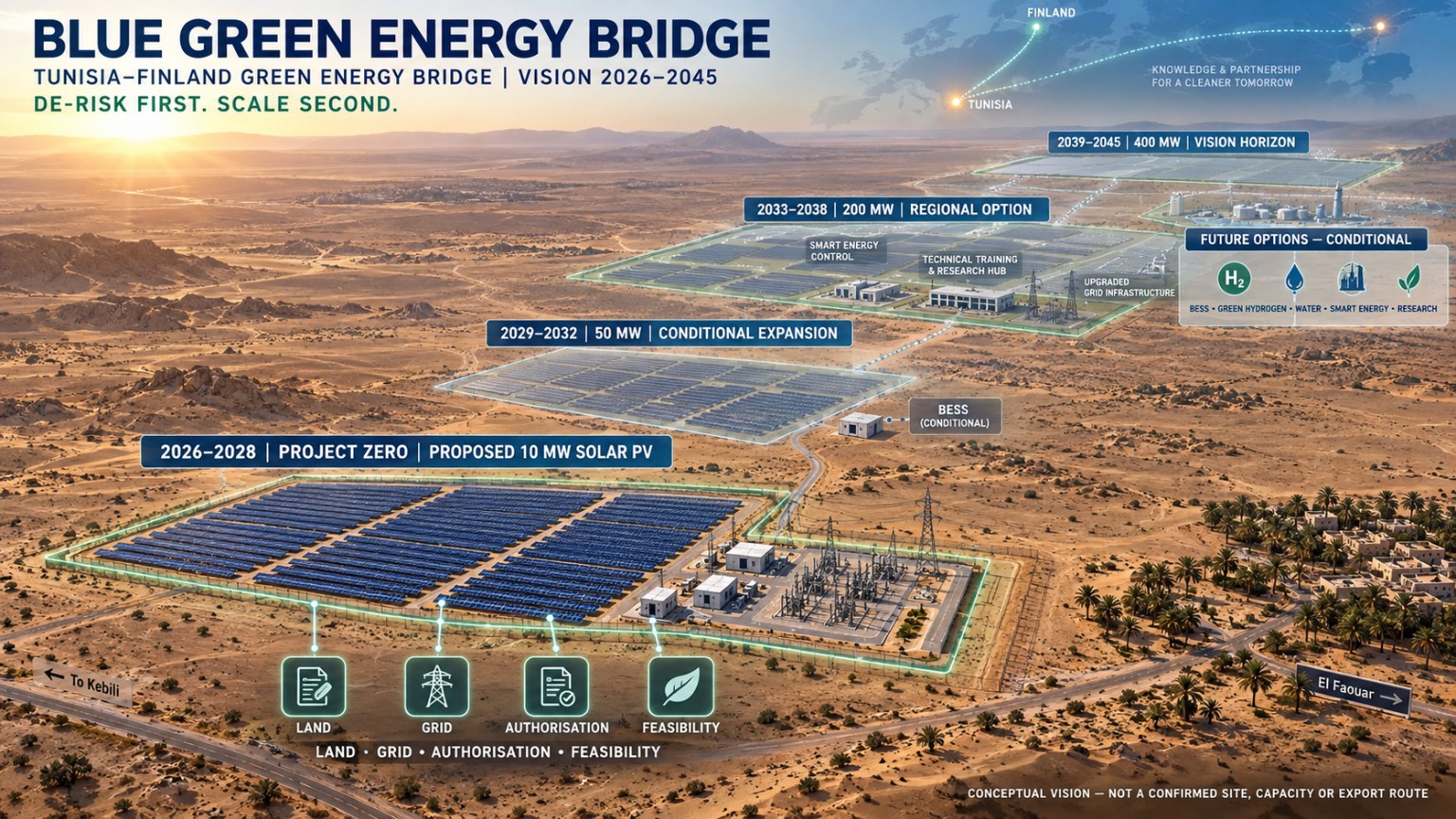 Conceptual illustration of a phased solar development vision in southern Tunisia